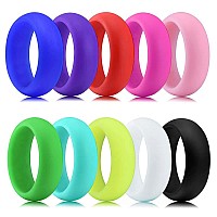 Longbeauty 10 Pack Candy Color Wedding Band For Men Women Flexible Comfort Sport Silicone Ring Black Red Blue Yellow Pink White