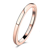 Trumium 2Mm Women Tungsten Rose Gold Wedding Band Ring Thin Plain High Polish Comfort Fit Size 11