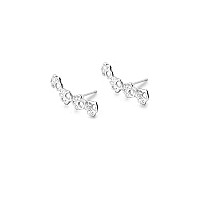 S925 Sterling Silver Puppy Dog Cat Pet Paw Print Cuff Stud Earrings For Women Teen Girls Pierced Ears Climber Crawler 14K White