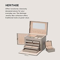 Wolf Heritage Medium Jewelry Box Pewter 28 Compartments 10 Ring Rolls 20 Earring Holes 10 Necklace Compartments Include