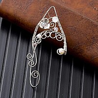 Yolmina Elf Ear Cuffs Handmade Clipon Earrings Pearl Wing Tassel Filigree Elven Cuff Wrap Earrings For Women Fantasy Fairy