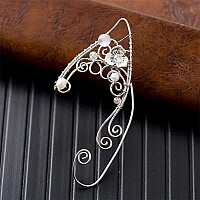 Yolmina Elf Ear Cuffs Handmade Clipon Earrings Pearl Wing Tassel Filigree Elven Cuff Wrap Earrings For Women Fantasy Fairy