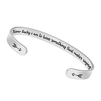 Btysun Inspirational Bracelets For Women Girls Cuff Bangle Friendship Gifts Mantra Jewelry With Gift Box How Lucky I Am To Have