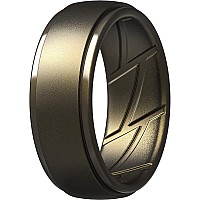 Thunderfit Silicone Ring Men, Breathable With Air Flow Grooves - 10Mm Wide - 2.5Mm Thick (Men Bronze - Size 8.5-9(18.9Mm))