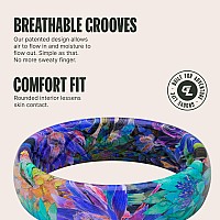 Groove Life Aspire Twilight Blossom Silicone Ring Breathable Rubber Wedding Rings For Women Lifetime Coverage Unique Design C