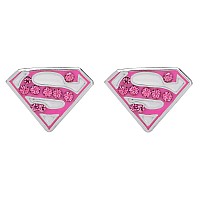 Dc Comics Superman Jewelry For Women Sterling Silver Crystal Rose Earrings