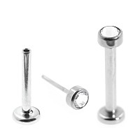 Newkeepsr 2Pcs08Mm20G G23 Titanium Press Fit Threadless Push Pop In 20Mm Flat Gem Top Flatback Labret Lip Monroe Stud Tragu