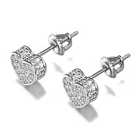 18K Gold Plated Heart Stud Earring For Women Earring Screw Back Iced Out Cubic Zirconia Micropave Fashion Jewelry Senteria