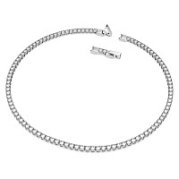 Swarovski Tennis Deluxe Allaround Tennis Necklace With Clear Swarovski Crystals On A Rhodium Setting With Included Extender