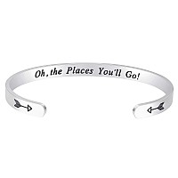 Fesciory Inspirational Bracelets For Womenstainless Steel Engraved Personalized Positive Mantra Quote Keep Going Cuff Bangle Co