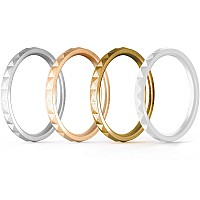 Thunderfit Thin And Stackable Silicone Rings 4 Rings Silicone Wedding Bands For Women Diamond Pattern