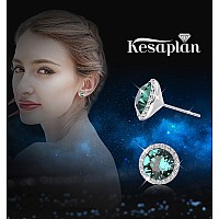 Kesaplan Sterling Silver Crystals Stud Earrings For Women Made Of Austria Crystals Roundcut Rhinestone Halo Stud Earrings Hyp