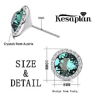 Kesaplan Sterling Silver Crystals Stud Earrings For Women Made Of Austria Crystals Roundcut Rhinestone Halo Stud Earrings Hyp