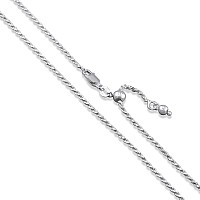 Sterling Silver Adjustable Diamondcut Rope Chain 17Mm Solid 925 Italy New Necklace 30