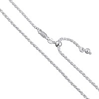 Sterling Silver Adjustable Diamondcut Rope Chain 11Mm Solid 925 Italy New Necklace 30