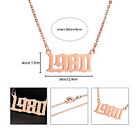 Skqir Brithday Women Gold Number Year Necklace Number Year Necklace Birthday Pendant For Girl Number Birth Year Necklace For Wom