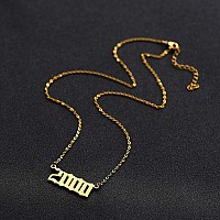 Skqir Brithday Women Gold Number Year Necklace Number Year Necklace Birthday Pendant For Girl Number Birth Year Necklace For Wom