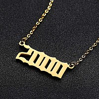 Skqir Brithday Women Gold Number Year Necklace Number Year Necklace Birthday Pendant For Girl Number Birth Year Necklace For Wom