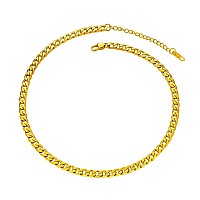 Prosteel Cuban Link 14 Inch Gold Necklace Choker Adjustable Chain For Women Teen Girls Trendy Chokers Simple 18K Gold Necklaces