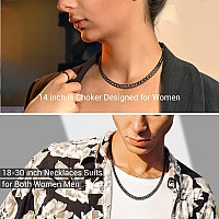 Prosteel Cuban Link Choker Women Men Punk Jewelry Chain Necklace Chocker 14Inch Adjustable Extension Cool Black Chains Choker