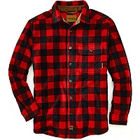 Venado Mens Plaid Shirts For Men Heavyweight Buffalo Plaid Fleece Shirt Soft Plaid Classic Red Small