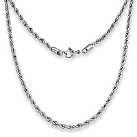 Silvadore 4Mm Silver Rope Chain Necklace For Men Women Antitarnish Strong Stainless Steel Twist Link Diamondcut Jewelry