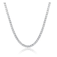 Mdfun Tennis Necklace 18K White Gold Plated 40Mm Round Cubic Zirconia Cut Faux Diamond Tennis Chain For Women And Men 18Inch