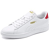 Puma Mens Smash V2 Sneaker Whitehigh Risk Red Team Gold 115