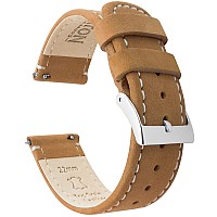 23Mm Gingerbreadlinen Barton Quick Release Top Grain Leather Watch Band Strap