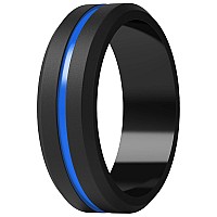 Thunderfit Silicone Wedding Ring For Men 1 Ring Blue Black 14515 2382Mm