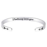 Fesciory Mothers Day Gifts Inspirational Bracelets For Women Stainless Steel Engraved Personalized Positive Keep Going Cuff Ba