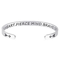 Fesciory Inspirational Bracelets For Womenstainless Steel Engraved Personalized Positive Mantra Quote Keep Going Cuff Bangle Co