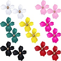 7 Pairs Boho Flower Stud Earrings For Women Girls Flower Shaped Daisy Earrings With Gold Bud Fresh Style