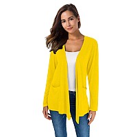 Towncat Cardigans For Women Loose Casual Long Sleeved Open Front Breathable Cardigans With Pocket Yellow M