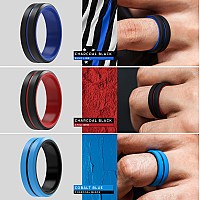 Thunderfit Silicone Wedding Rings For Men 2 Layers Blueblack Greyblack Dark Grey Blackred Blackblue Black Redblack