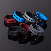 Thunderfit Silicone Wedding Rings For Men 2 Layers Blueblack Greyblack Dark Grey Blackred Blackblue Black Redblack