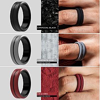 Thunderfit Silicone Wedding Rings For Men 2 Layers Blueblack Greyblack Dark Grey Blackred Blackblue Black Redblack