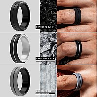 Thunderfit Silicone Wedding Rings For Men 2 Layers Greyblack Blackgrey Black Dark Metallicblack Blacksilver Bronzebla