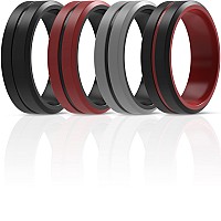 Thunderfit Silicone Wedding Rings For Men 2 Layers Blackred Greyblack Black Redblack 657 173Mm