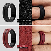 Thunderfit Silicone Wedding Rings For Men 2 Layers Blackred Greyblack Black Redblack 657 173Mm