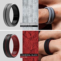 Thunderfit Silicone Wedding Rings For Men 2 Layers Blackred Greyblack Black Redblack 657 173Mm