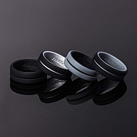 Thunderfit Silicone Wedding Rings For Men 2 Layers Black Blacksilver Blackgrey Greyblack 9510 198Mm