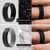 Thunderfit Silicone Wedding Rings For Men 2 Layers Black Blacksilver Blackgrey Greyblack 9510 198Mm