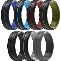 Thunderfit Silicone Wedding Rings For Men 2 Layers Blackgrey Dark Grey Blackred Black Blackblue Blackroyal Blue Black