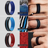 Thunderfit Silicone Wedding Rings For Men 2 Layers Blackgrey Dark Grey Blackred Black Blackblue Blackroyal Blue Black