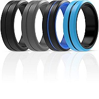 Thunderfit Silicone Wedding Rings For Men 2 Layers Blueblack Dark Grey Blackblue Black 13514 23Mm