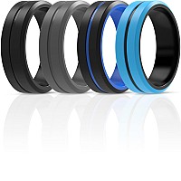 Thunderfit Silicone Wedding Rings For Men 2 Layers Blueblack Dark Grey Blackblue Black 13514 23Mm