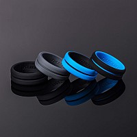 Thunderfit Silicone Wedding Rings For Men 2 Layers Blueblack Dark Grey Blackblue Black 13514 23Mm