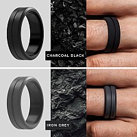 Thunderfit Silicone Wedding Rings For Men 2 Layers Blueblack Dark Grey Blackblue Black 13514 23Mm