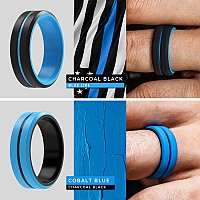 Thunderfit Silicone Wedding Rings For Men 2 Layers Blueblack Dark Grey Blackblue Black 13514 23Mm